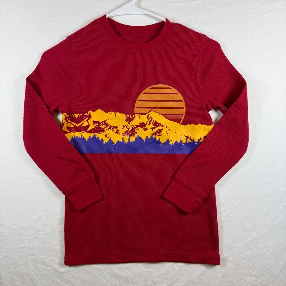 Urban Pipeline Boys Thermal Top Mountain Graphic Red Sz 8